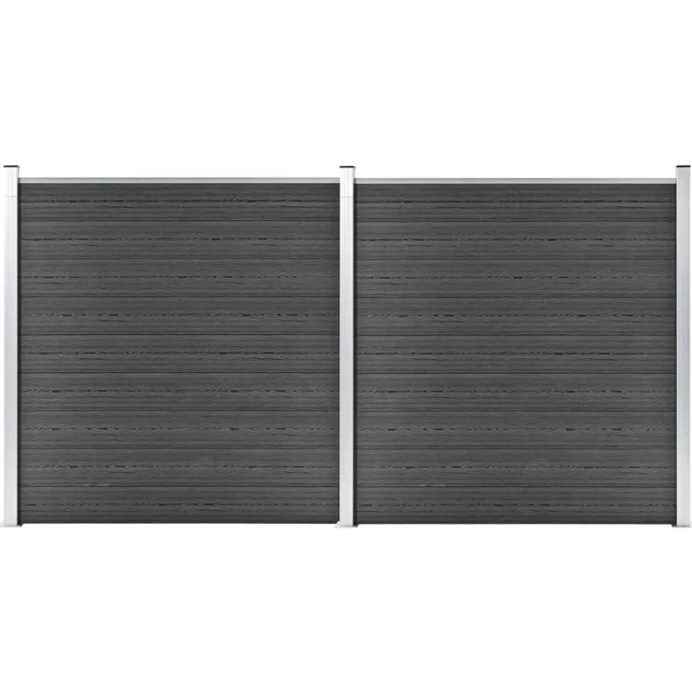 Clôtures & Barrières-vidaXL Ensemble de panneau de clôture WPC 353x186 cm Noir