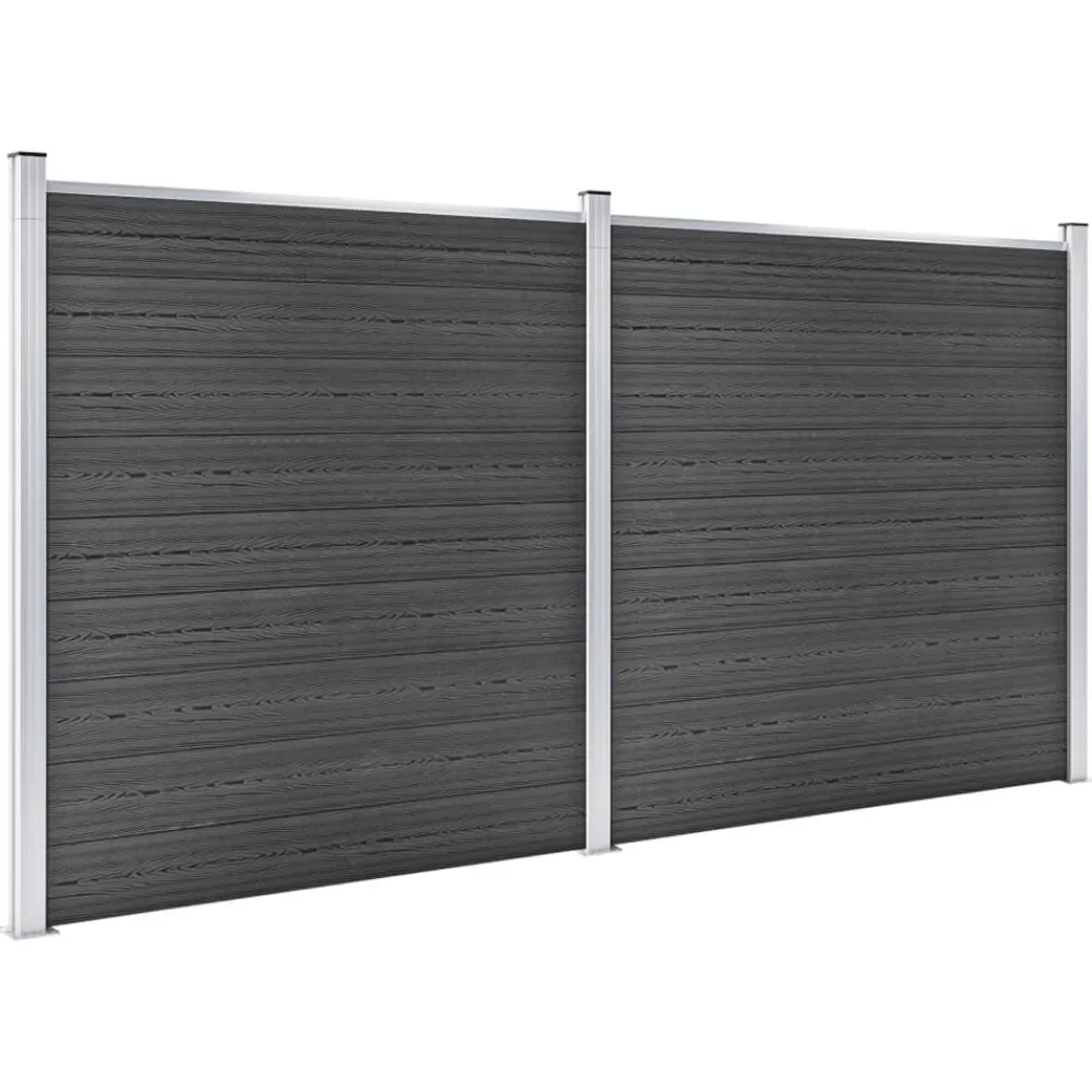 Clôtures & Barrières-vidaXL Ensemble de panneau de clôture WPC 353x186 cm Noir