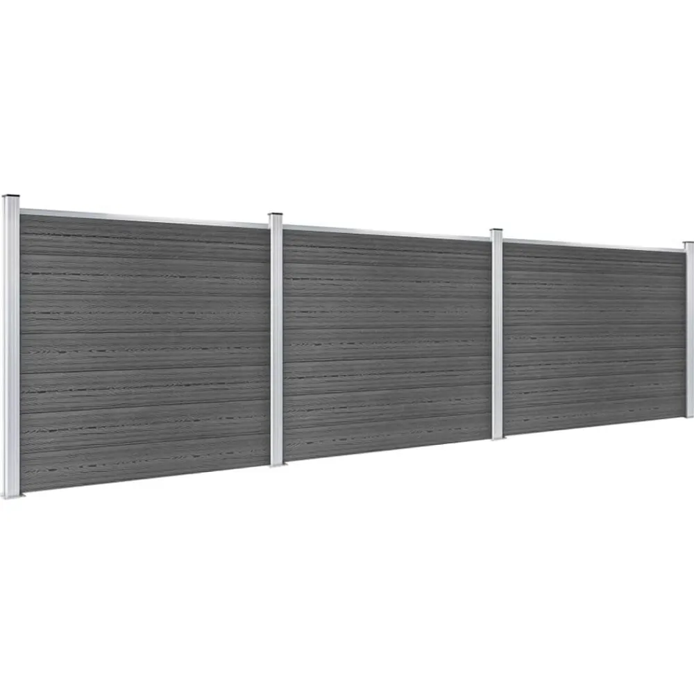 Clôtures & Barrières-vidaXL Ensemble de panneau de clôture WPC 526x146 cm Noir