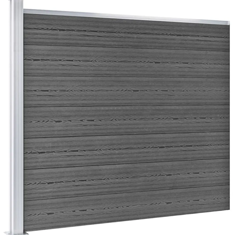 Clôtures & Barrières-vidaXL Ensemble de panneau de clôture WPC 526x146 cm Noir