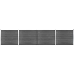 Clôtures & Barrières-vidaXL Ensemble de panneau de clôture WPC 699x146 cm Noir