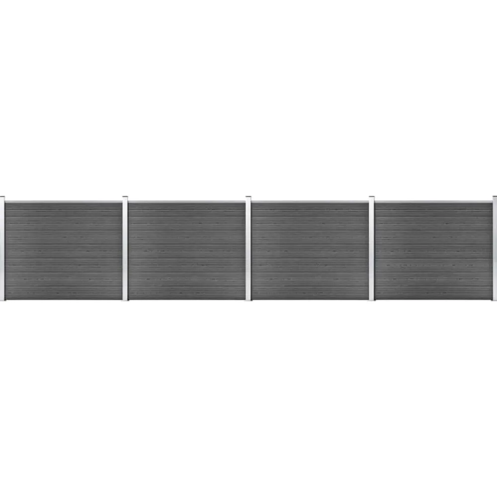 Clôtures & Barrières-vidaXL Ensemble de panneau de clôture WPC 699x146 cm Noir