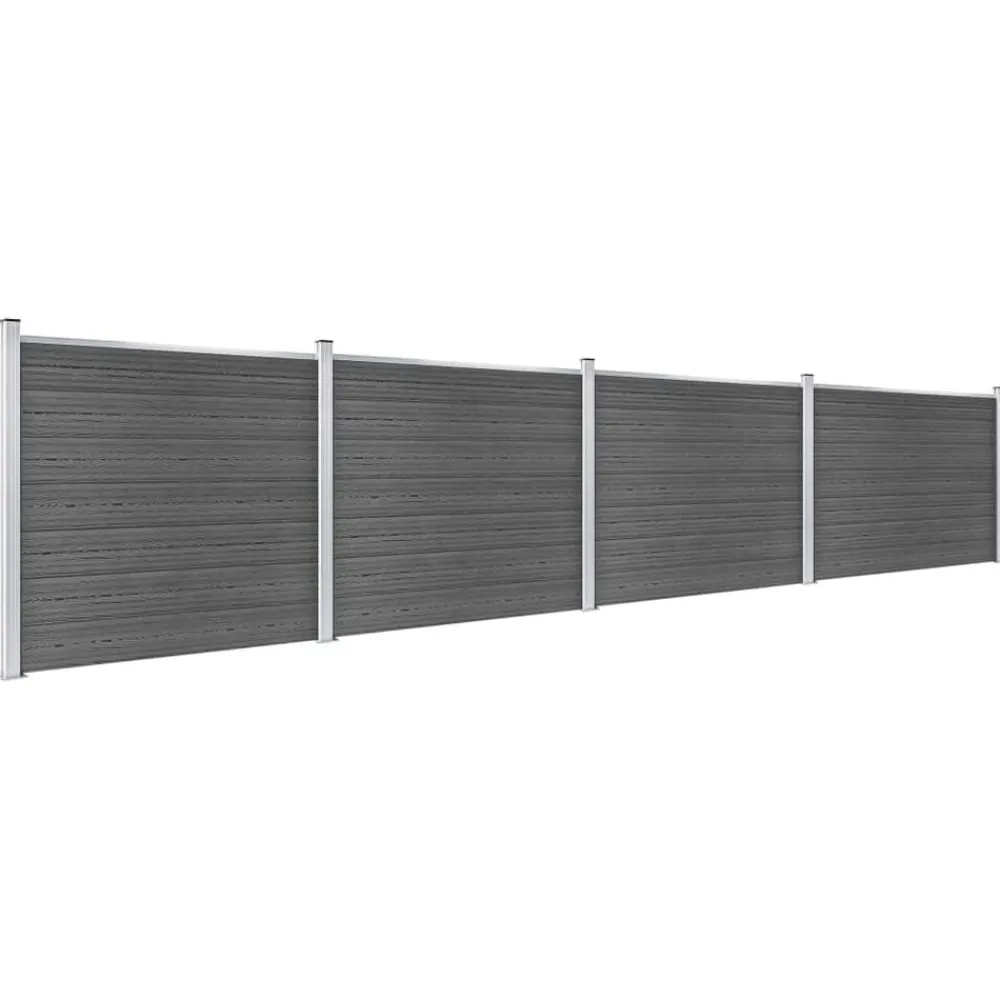 Clôtures & Barrières-vidaXL Ensemble de panneau de clôture WPC 699x146 cm Noir