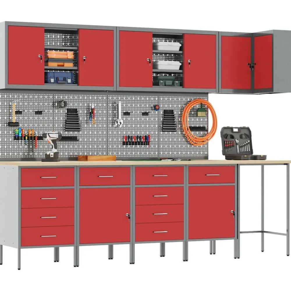 vidaXL Ensemble de placards de travail 12 pcs et Gris