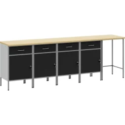 Accessoires De Quincaillerie-vidaXL Ensemble de placards de travail avec tiroir 5 pcs et gris Noir