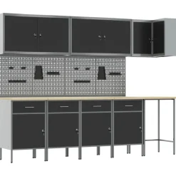 Accessoires De Quincaillerie-vidaXL Ensemble de placards de travail avec tiroir 12 pcs et gris Noir