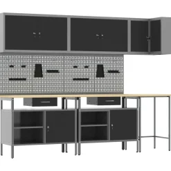 Accessoires De Quincaillerie-vidaXL Ensemble de placards de travail avec tiroir 10 pcs et gris Noir