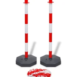 vidaXL Ensemble de poteaux de balisage à chaîne 10 m Plastique