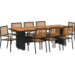 Mobilier De Jardin-vidaXL Ensemble de salle à manger pour jardin 9 pcs et Marron Noir