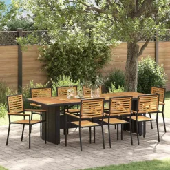 Mobilier De Jardin-vidaXL Ensemble de salle à manger pour jardin 9 pcs et Marron Noir