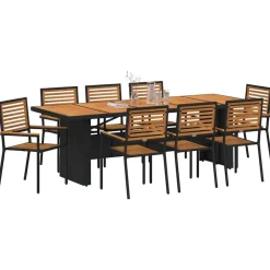 Mobilier De Jardin-vidaXL Ensemble de salle à manger pour jardin 9 pcs et Marron Noir