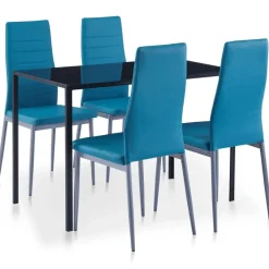 Ensembles De Meubles-vidaXL Ensemble de salle à manger 5 pcs Bleu