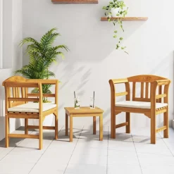 vidaXL Ensemble de salon Rose de jardin 3 pcs Bois d'Acacia Massif