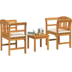 vidaXL Ensemble de salon Rose de jardin 3 pcs Bois d'Acacia Massif