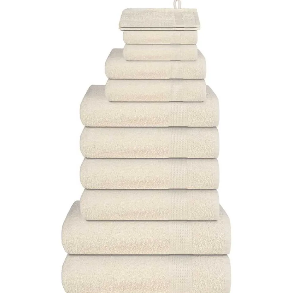 Linge-vidaXL Ensemble de serviettes FROGN 12 pcs crème 360 g/m² Crème
