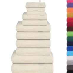Linge-vidaXL Ensemble de serviettes FROGN 12 pcs crème 360 g/m² Cr&egrave;me