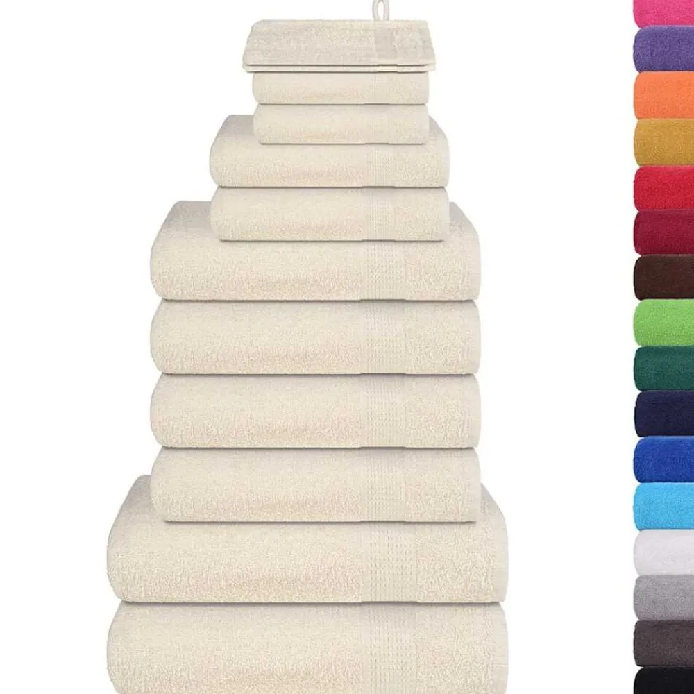 Linge-vidaXL Ensemble de serviettes FROGN 12 pcs crème 360 g/m² Crème