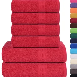 Linge-vidaXL Ensemble de serviettes FROGN 6 pcs 360 g/m² Rouge