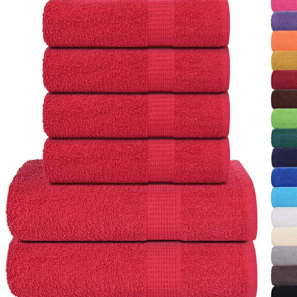 Linge-vidaXL Ensemble de serviettes FROGN 6 pcs 360 g/m² Rouge