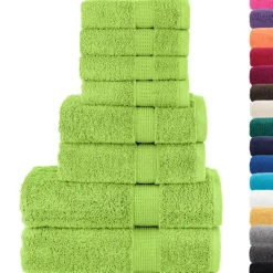 Linge-vidaXL Ensemble de serviettes de qualité supérieure SOLUND 8 pcs Pomme verte