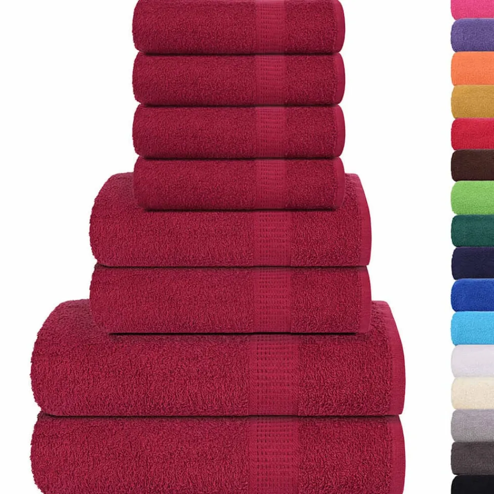 vidaXL Ensemble de serviettes FROGN 8 pcs bordeaux 360 g/m²