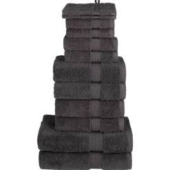 Linge-vidaXL Ensemble de serviettes de qualité supérieure SOLUND 12 pcs Anthracite