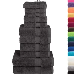 Linge-vidaXL Ensemble de serviettes de qualité supérieure SOLUND 12 pcs Anthracite