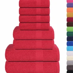 Linge-vidaXL Ensemble de serviettes FROGN 8 pcs 360 g/m² Rouge