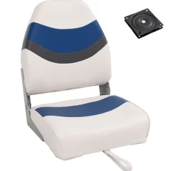 Véhicules-vidaXL Ensemble de sièges de bateau pliables lot de 2 dossier haut Blanc et bleu