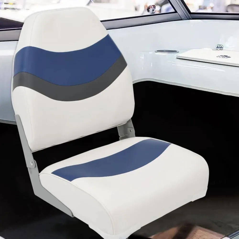 Véhicules-vidaXL Ensemble de sièges de bateau pliables lot de 2 dossier haut Blanc et bleu