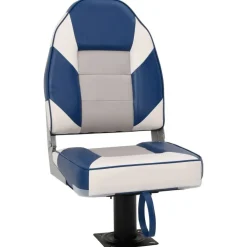 Véhicules-vidaXL Ensemble de sièges de bateau pliables lot de 2 dossier haut Blanc et bleu