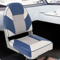 Véhicules-vidaXL Ensemble de sièges de bateau pliables lot de 2 dossier haut Blanc et bleu