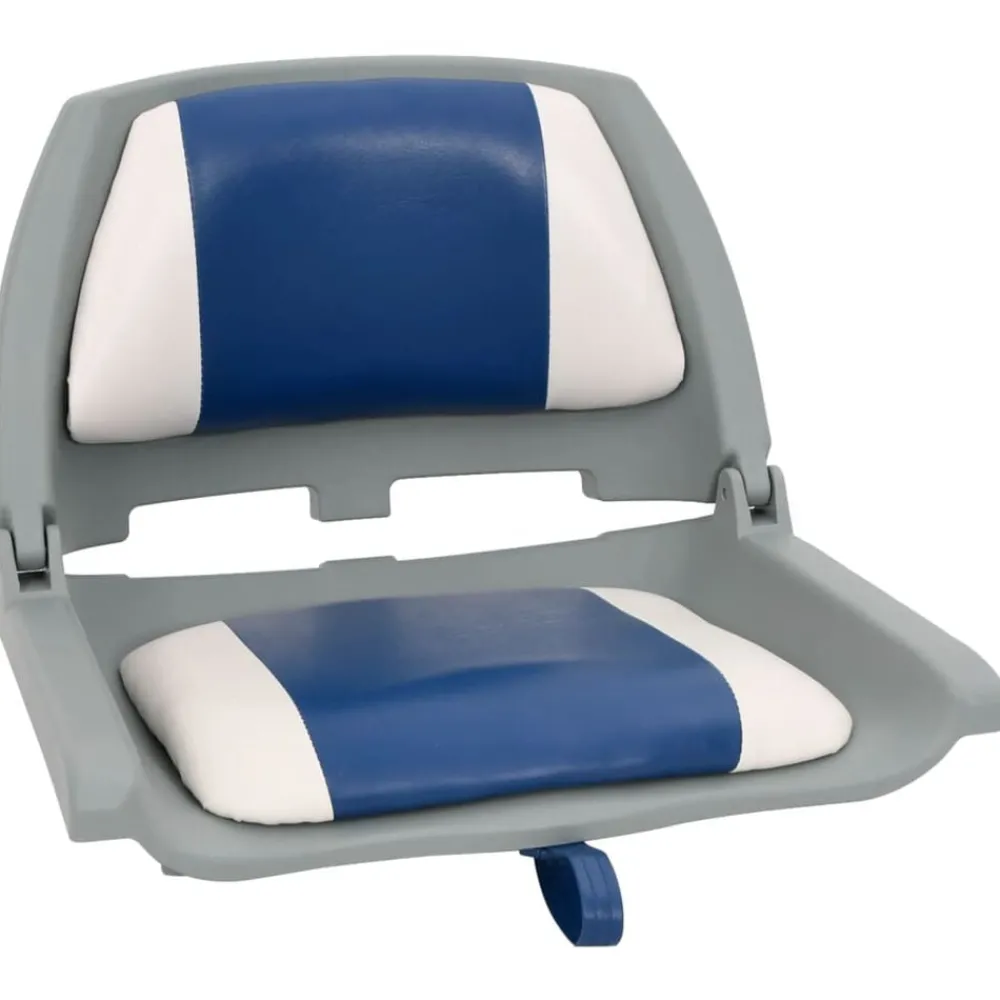vidaXL Ensemble de sièges de bateau pliables 2 pcs oreiller bleu blanc