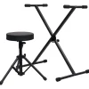 Arts & Loisirs-vidaXL Ensemble de support de clavier et de tabouret Noir