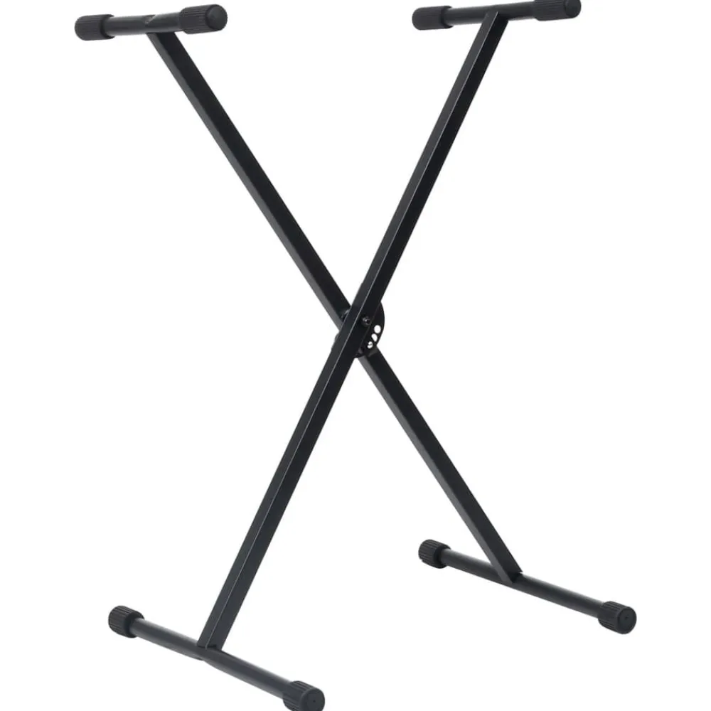 Arts & Loisirs-vidaXL Ensemble de support de clavier et de tabouret Noir