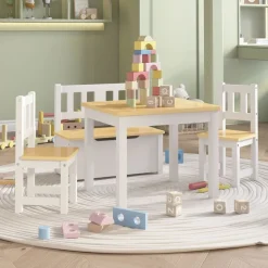 vidaXL Ensemble de table et chaises enfants 4 pcs MDF