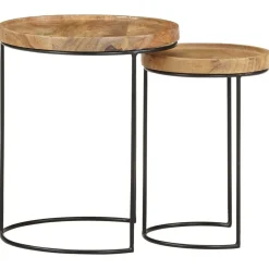 vidaXL Ensemble de table basse 2 pcs bois de manguier massif et acier