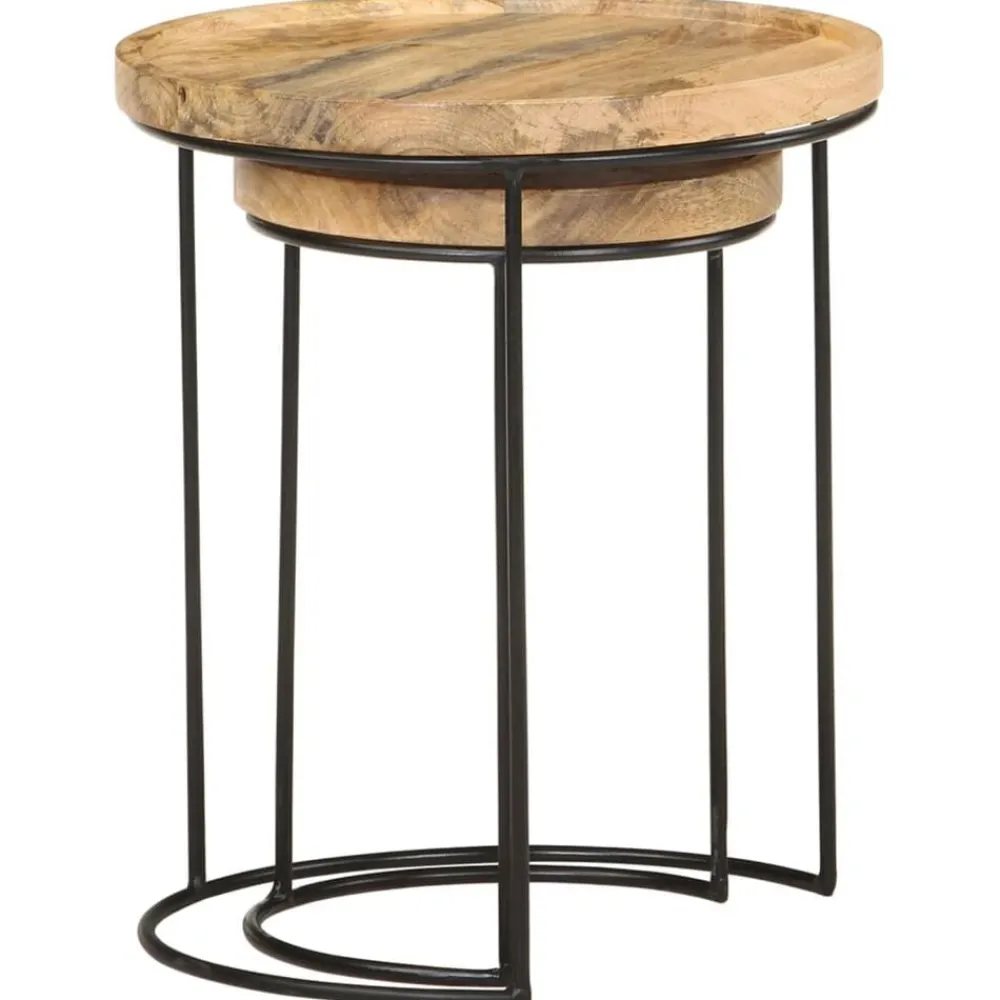 vidaXL Ensemble de table basse 2 pcs bois de manguier massif et acier