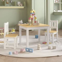 Mobilier Pour Bébés & Tout-Petits-vidaXL Ensemble de table et chaises pour enfants 3 pcs Blanc et beige