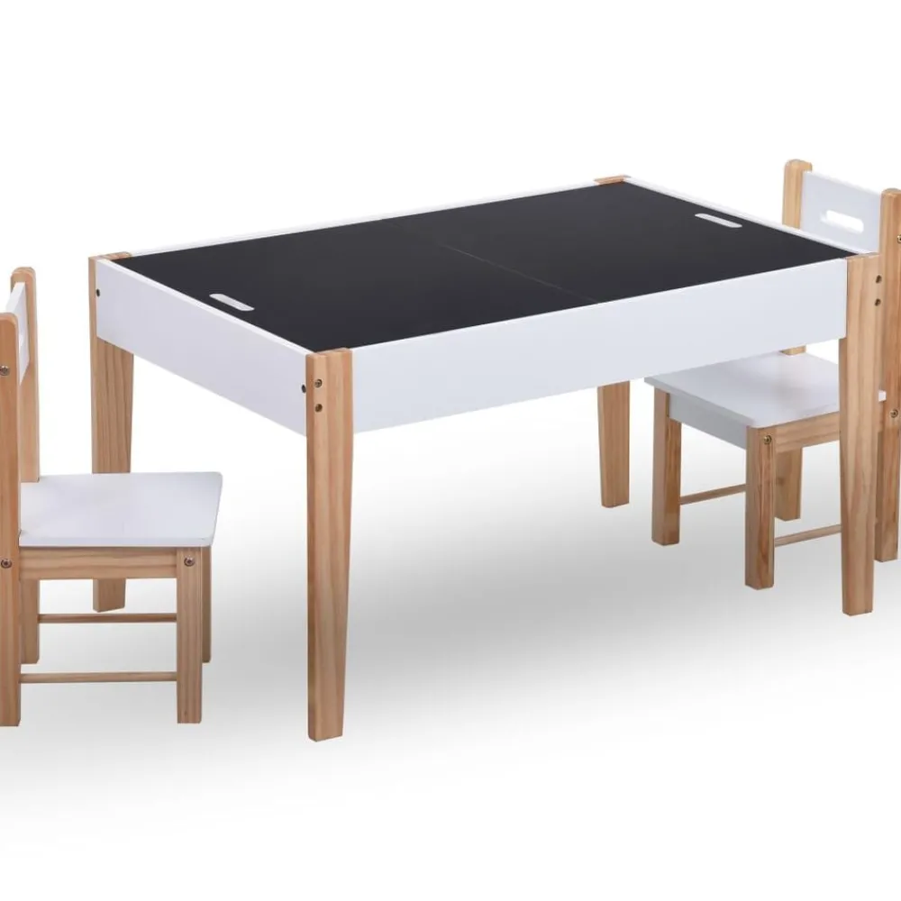 vidaXL Ensemble de table et chaises pour enfants 3 pcs Noir et blanc