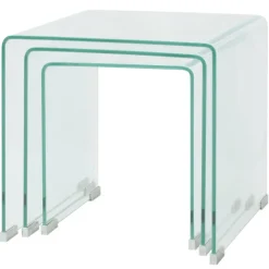 vidaXL Ensemble de tables gigognes 3 Pièces Verre trempé