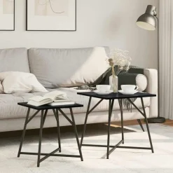 vidaXL Ensemble de tables d'appoint 2 pcs Chêne noir