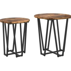 vidaXL Ensemble de tables d'appoint 2 pcs Chêne fumé et noir