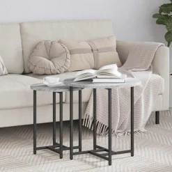 vidaXL Ensemble de tables d'appoint 2 pcs Gris Sonoma et noir