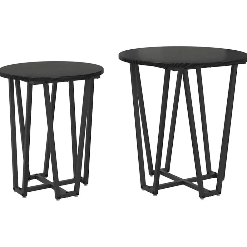 vidaXL Ensemble de tables d'appoint 2 pcs Chêne noir