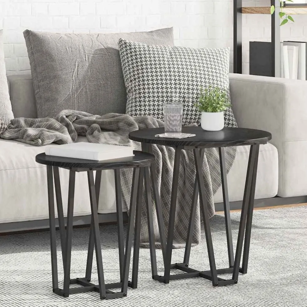 vidaXL Ensemble de tables d'appoint 2 pcs Chêne noir