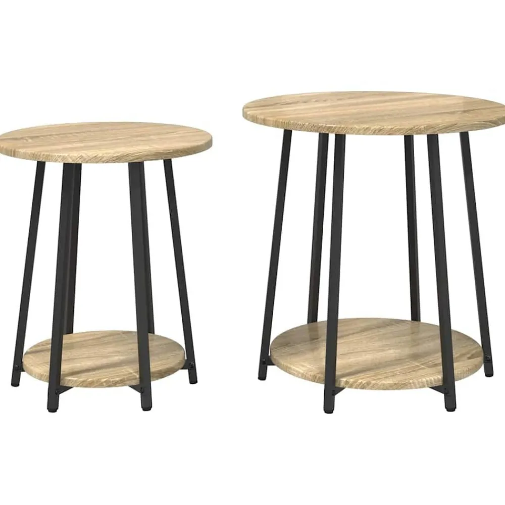 Tables-vidaXL Ensemble de tables d'appoint 2 pcs Chêne Sonoma et noir Chêne sonoma