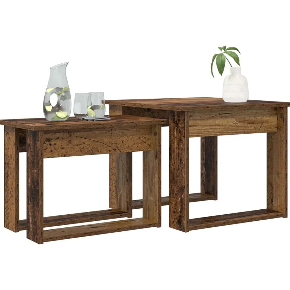 Tables-vidaXL Ensemble de tables basses 2 pcs Bois d'ingénierie Bois ancien