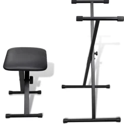 Arts & Loisirs-vidaXL Ensemble de tabouret et support réglable de piano