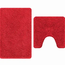 Accessoires De Salle De Bain-vidaXL Ensemble de tapis de bain antidérapants 2 pcs PP Rouge
